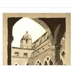 VIKO Victor - Lithographie "Le cloitre" 32x25cm - 1970