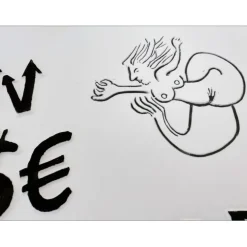 VILLEGLÉ Jacques - Aquagravure originale "Tout Prend Forme (noir et blanc)" 64x55cm - 2020