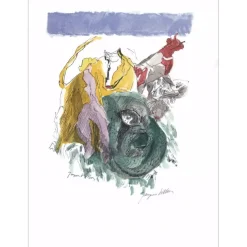 VILLON Jacques - Lithographie originale  "L'Homme et la couleuvre" 38x28cm - 1961