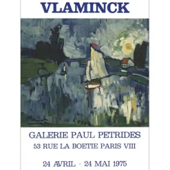 VLAMINCK Maurice de - Lithographie "Exposition Galerie Paul Pétrides, Paris" 74x53cm - 1975