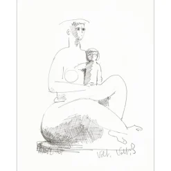VOLTI Antoniucci - Estampe "Femme et enfant" 32x25cm