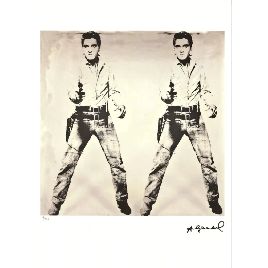 WARHOL Andy - Sérigraphie "Elvis Double" 57x39cm - 1995