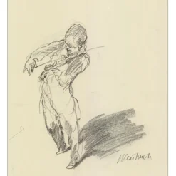 WEISBUCH Claude - Dessin original "Le Violoniste, Premier Violon" 35x30cm