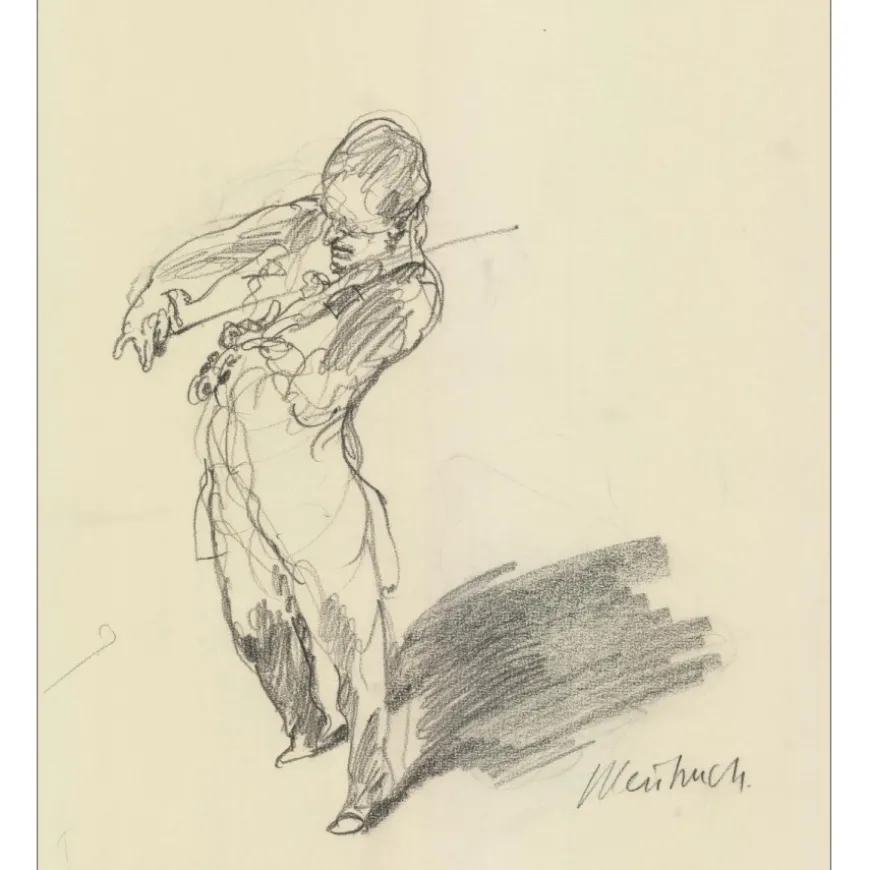 WEISBUCH Claude - Dessin original "Le Violoniste, Premier Violon" 35x30cm