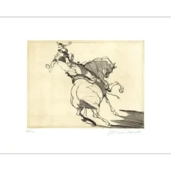WEISBUCH Claude - Gravure originale "Le cavalier (Le Casque)" 50x66cm - 1985