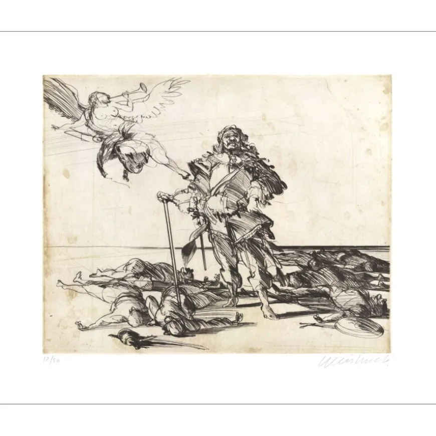 WEISBUCH Claude - Gravure originale "La distribution des récompenses " 57x76cm