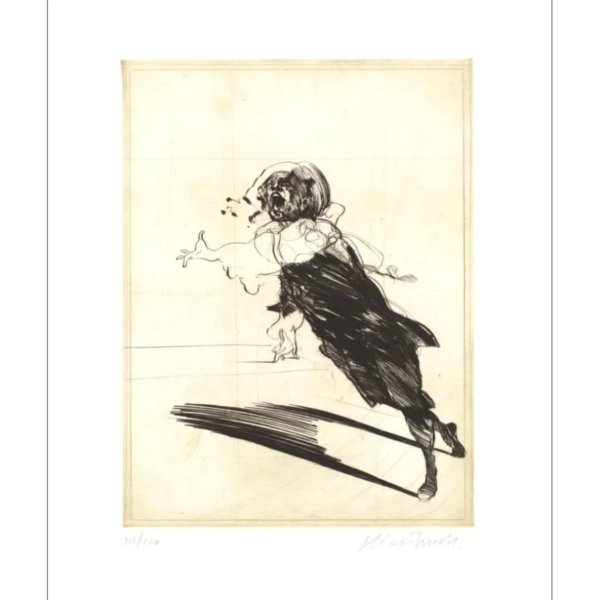 WEISBUCH Claude - Gravure originale "L'Appariteur" 66x50cm