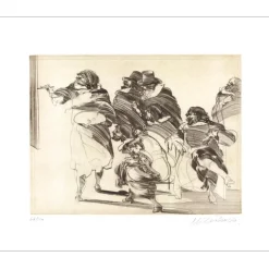 WEISBUCH Claude - Gravure originale "Le peintre et ses disciples" 50x66cm