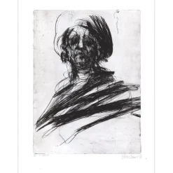 WEISBUCH Claude - Gravure originale "Portrait d'homme" 76x56cm - 1970 - N°1/10
