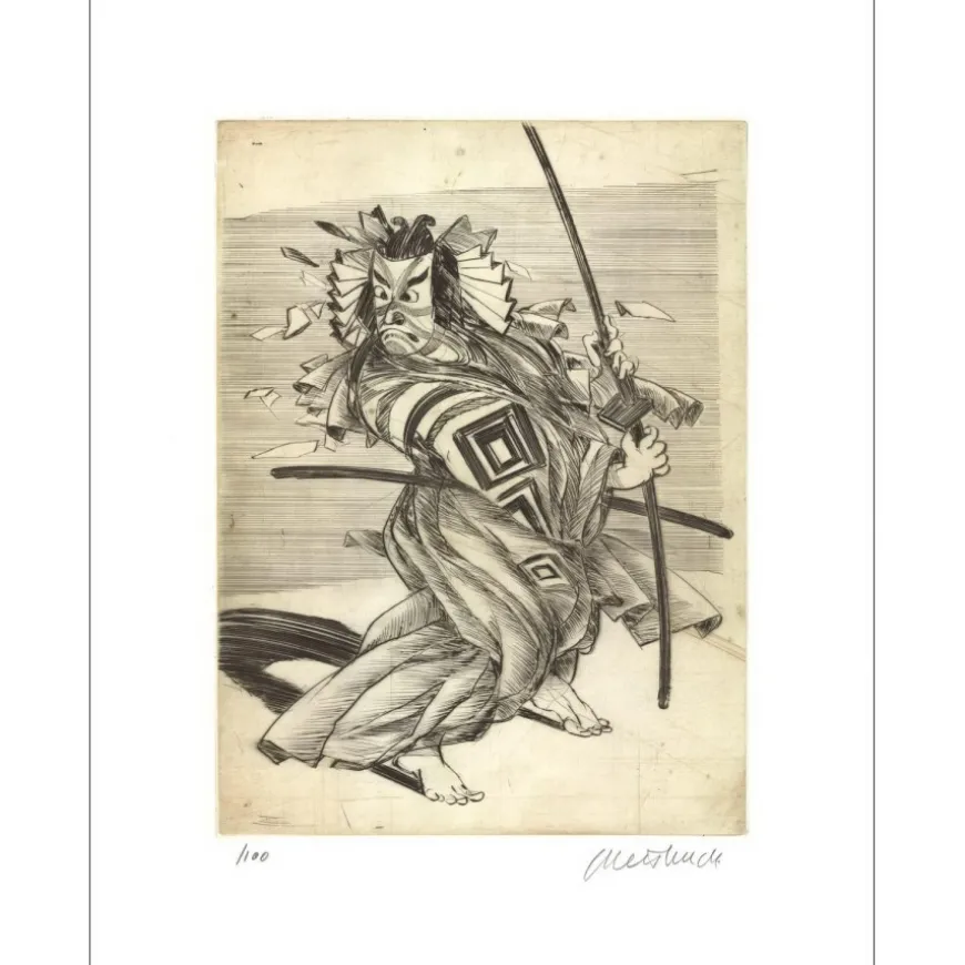 WEISBUCH Claude - Gravure originale "Le Danseur de Kabuki" 65x50cm - 2011