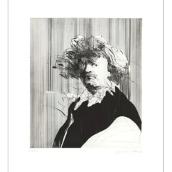 WEISBUCH Claude - Gravure originale "Portrait à la collerette" 76x56cm - 1973