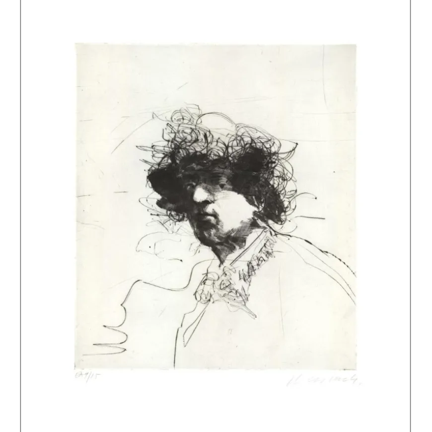 WEISBUCH Claude - Gravure originale "Étonné" 76x56cm - 1973
