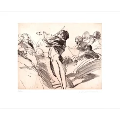 WEISBUCH Claude - Gravure originale "Le salon de musique" 57x76cm