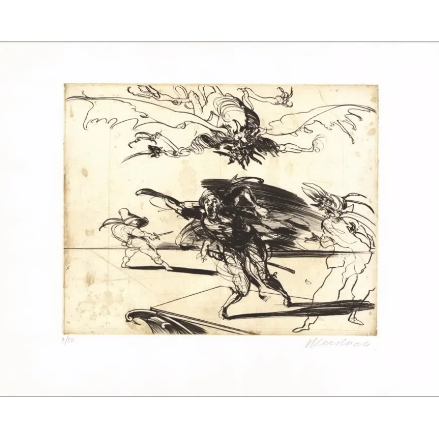 WEISBUCH Claude - Gravure originale "Hommage à Jacques CALLOT" 57x76cm - 1992