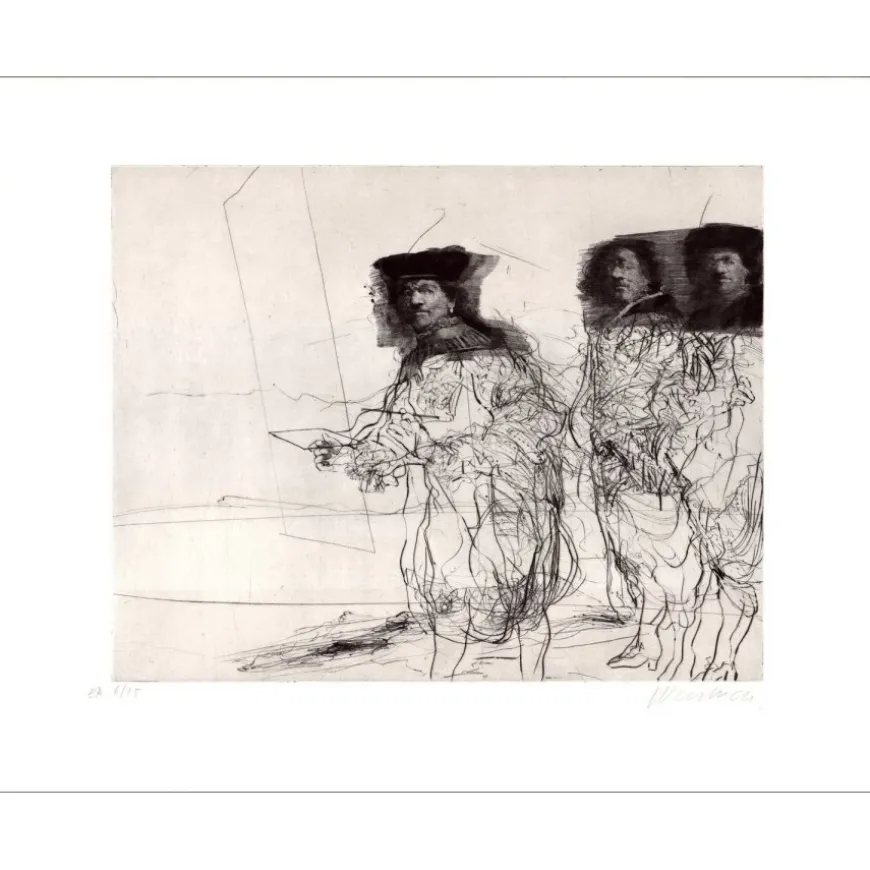 WEISBUCH Claude - Gravure originale "La compagnie bourgeoise" 57x76cm - 1973