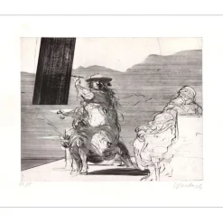 WEISBUCH Claude - Gravure originale "L'amateur" 55x75cm - 1973