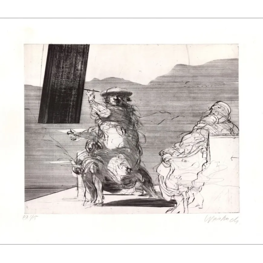 WEISBUCH Claude - Gravure originale "L'amateur" 55x75cm - 1973