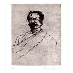 WEISBUCH Claude - Gravure originale "Portrait de Guy de MAUPASSANT" 33x25cm -1979