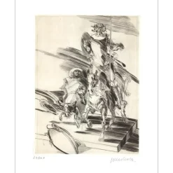 WEISBUCH Claude - Gravure originale "Sancho et Don Quichotte" 66x50cm