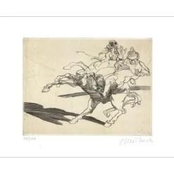 WEISBUCH Claude - Gravure originale "Le cavalier" 38x45cm - 2005