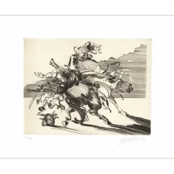 WEISBUCH Claude - Gravure originale "La chute de Théodore" 50x66cm