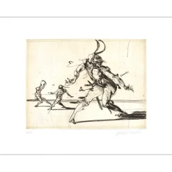 WEISBUCH Claude - Gravure originale "Hommage à Callot, Balli Gesticulant" 50x66cm
