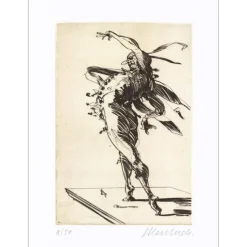 WEISBUCH Claude - Gravure originale "Hommage à Callot, Pantalone" 66x50cm
