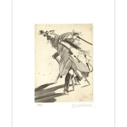 WEISBUCH Claude - Gravure originale " Le Violoncelliste " 48x33cm