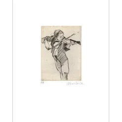 WEISBUCH Claude - Gravure originale "Le violoniste" 38x29cm - 1990