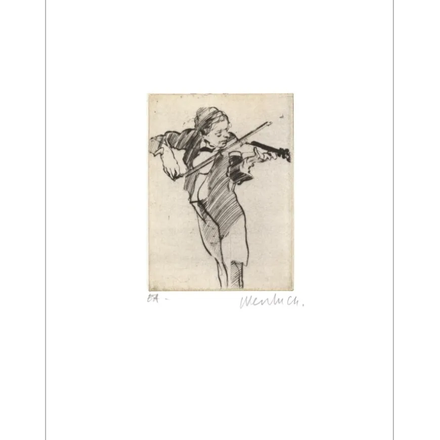 WEISBUCH Claude - Gravure originale "Le violoniste" 38x29cm - 1990