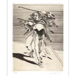 WEISBUCH Claude - Gravure originale "Le Violoniste, Staccato" 66x50cm