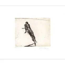 WEISBUCH Claude - Gravure originale "Sur la glace (patineur)" 50x66cm - 1990