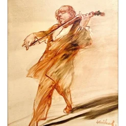 WEISBUCH Claude - Huile sur Toile "Le Violoniste" 46x38cm (8F)