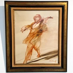 WEISBUCH Claude - Huile sur Toile "Le Violoniste" 46x38cm (8F)