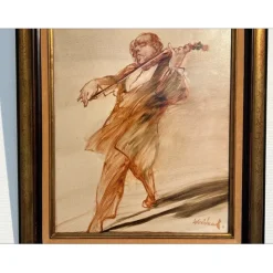 WEISBUCH Claude - Huile sur Toile "Le Violoniste" 46x38cm (8F)