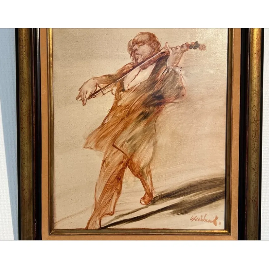WEISBUCH Claude - Huile sur Toile "Le Violoniste" 46x38cm (8F)
