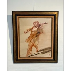 WEISBUCH Claude - Huile sur Toile "Le Violoniste" 46x38cm (8F)