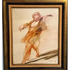 WEISBUCH Claude - Huile sur Toile "Le Violoniste" 46x38cm (8F)