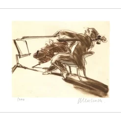 WEISBUCH Claude - Lithographie originale "Le Violoncelliste" 28x33cm