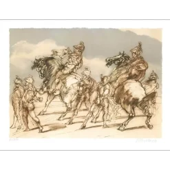 WEISBUCH Claude - Lithographie originale "Le Retour des Héros" 45x61cm