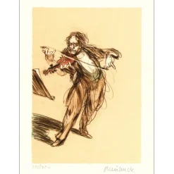 WEISBUCH Claude - Lithographie originale "Violoniste" 38x28cm