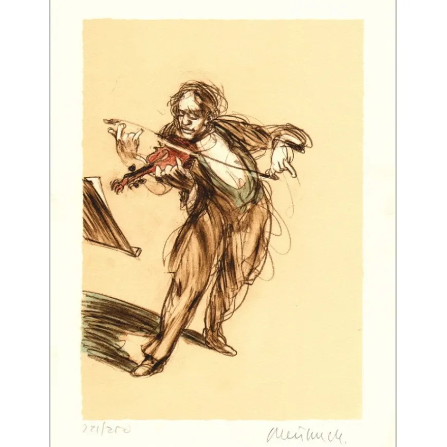 WEISBUCH Claude - Lithographie originale "Violoniste" 38x28cm