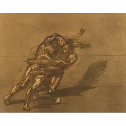 WEISBUCH Claude - Lithographie originale "Les Lutteurs" 49x65cm