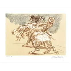 WEISBUCH Claude - Lithographie originale "Enlèvement des Sabines" 28x38cm
