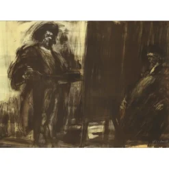 WEISBUCH Claude - Lithographie originale "Le peintre dans l'atelier" 55x75cm - 1972