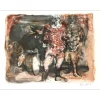 WEISBUCH Claude - Lithographie originale "Les Clown musiciens" 48x65cm