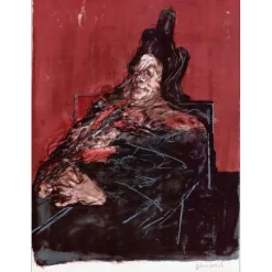 WEISBUCH Claude - Lithographie originale "Personnage assis" 75x54cm