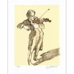WEISBUCH Claude - Lithographie originale "Le Violoniste" 40x30cm - 2007