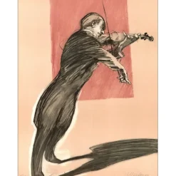 WEISBUCH Claude - Lithographie originale "Le grand Violoniste" 76x56cm