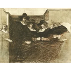 WEISBUCH Claude - Lithographie originale "Les drapiers" 56x76cm - Circa 1975